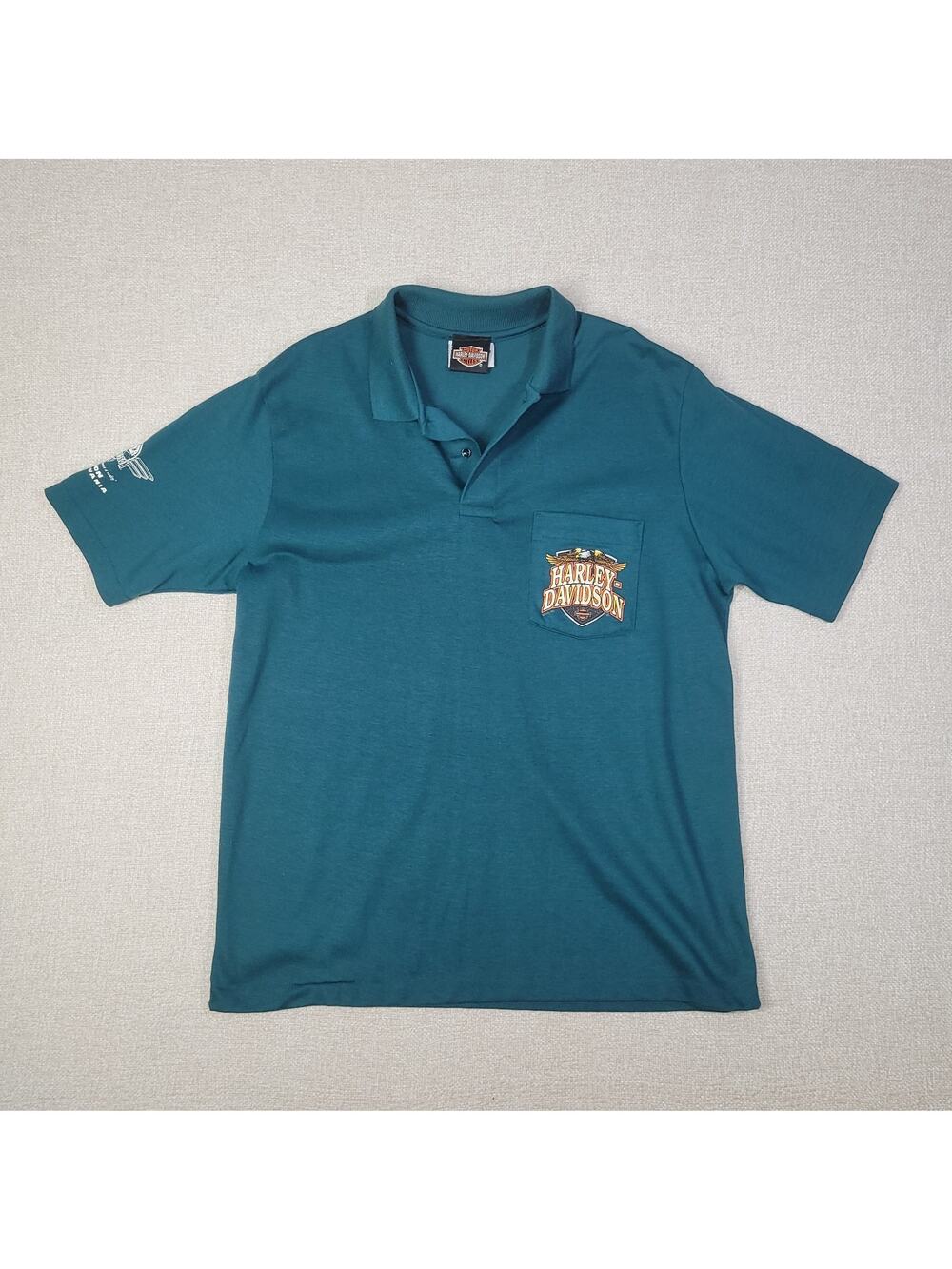 Vintage Y2K Harley-Davidson Polo Shirt Men’s Large Blue/Gray USA